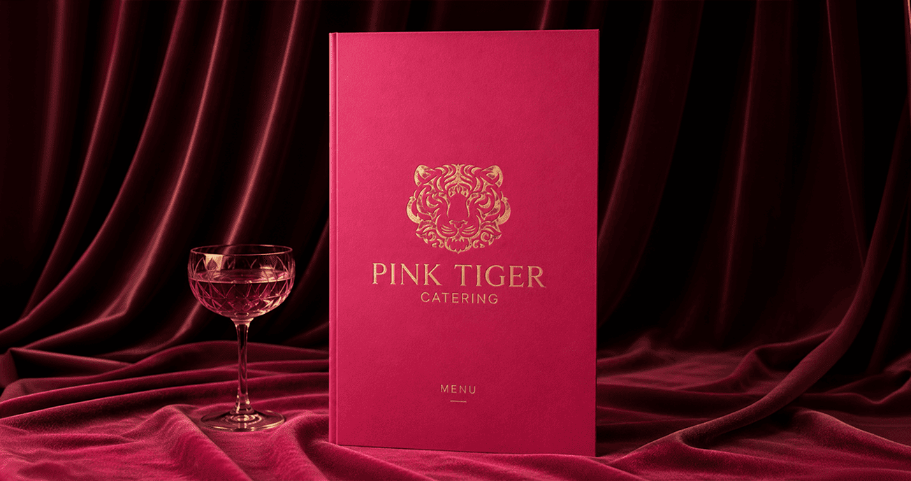 Pink Tiger menu and stationery branding